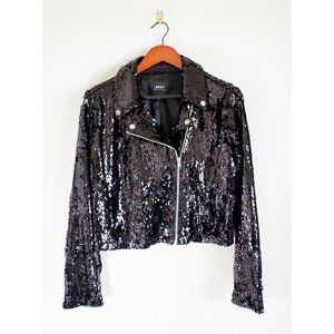 Obey Bigby Black Sequin Motorcycle Jacket NEW